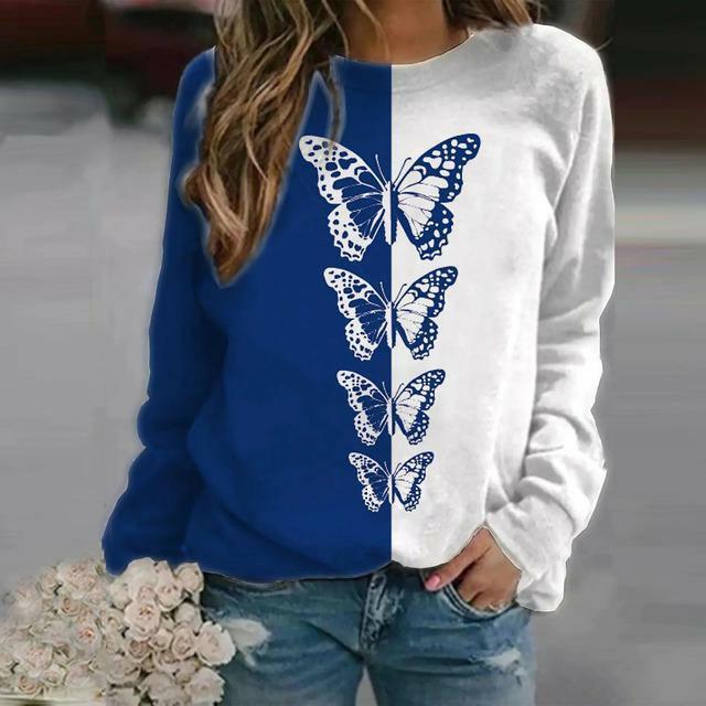T-shirt Patchwork Imprimé Papillon