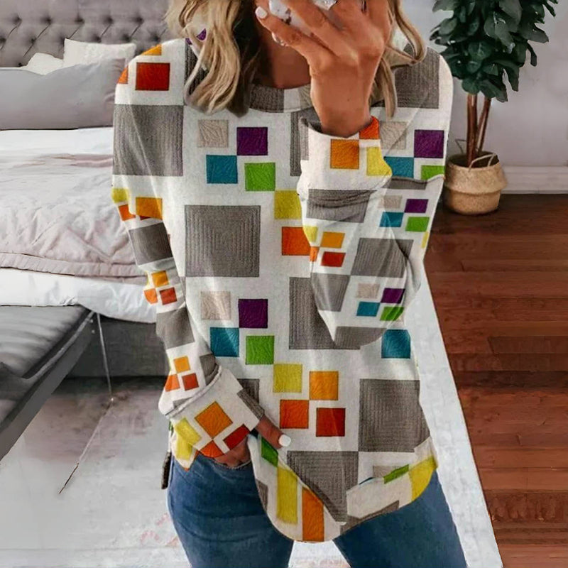 T-Shirt Décontracté À Carreaux Colorés