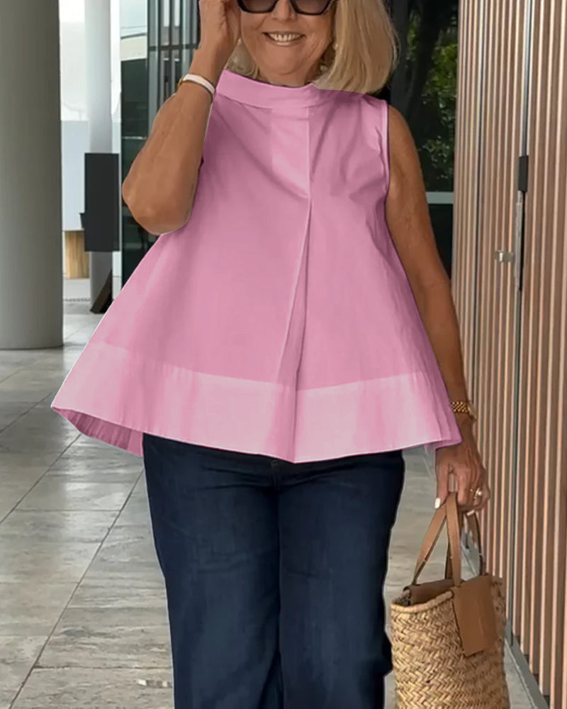 Sana – Blouse unie sans manches au style minimal chic