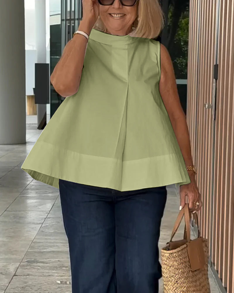 Sana – Blouse unie sans manches au style minimal chic