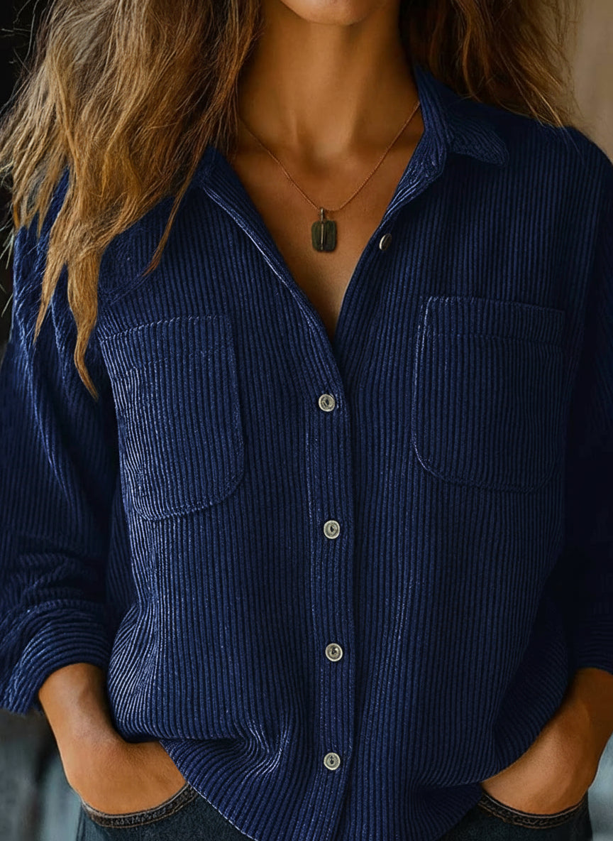 Chemise Althéa – Maille Unie à Col Chemise Classique