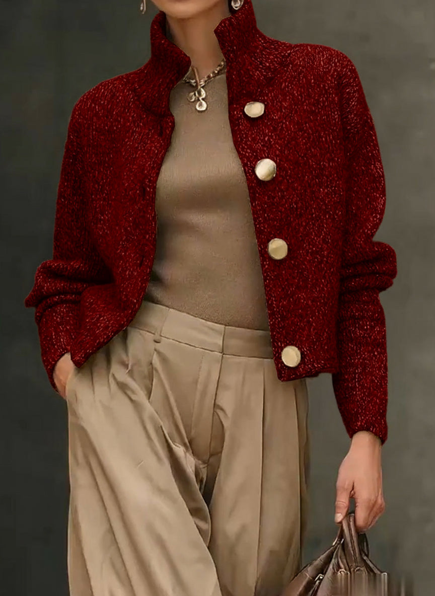 Cardigan Alméa – Col Roulé Décontracté en Maille Unie