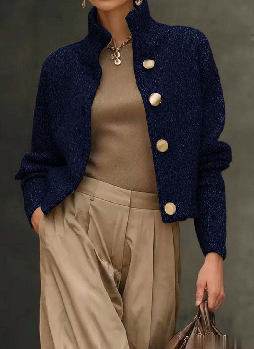 Cardigan Alméa – Col Roulé Décontracté en Maille Unie