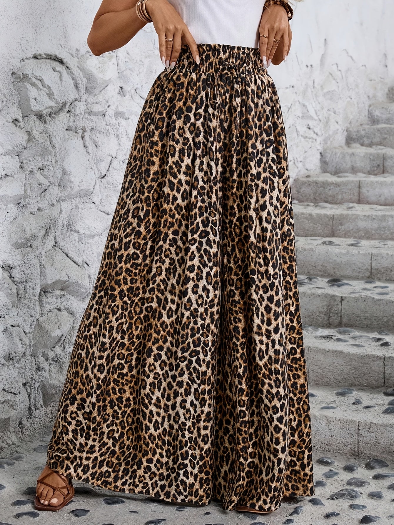 Anaya – pantalon fluide large imprimé léopard