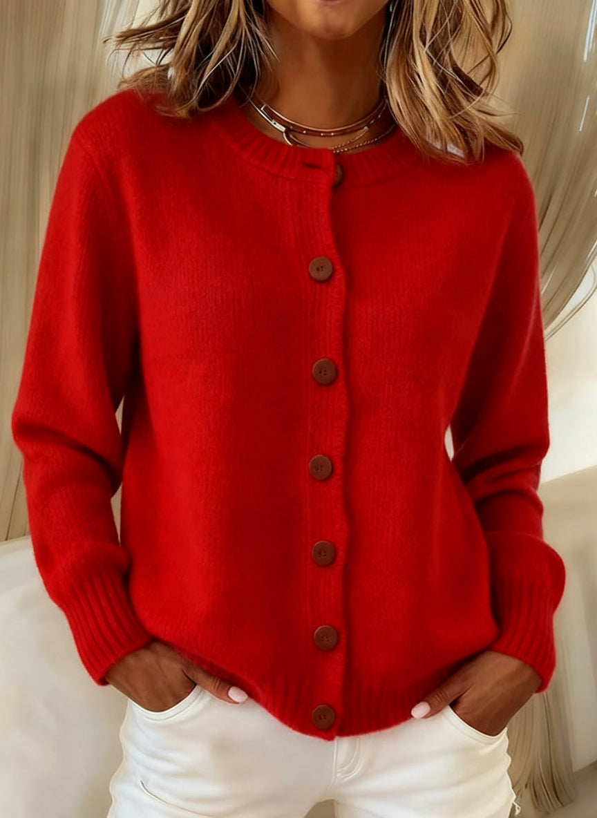 Cardigan Maïwen – Maille Jacquard Boutonnée Style Rétro