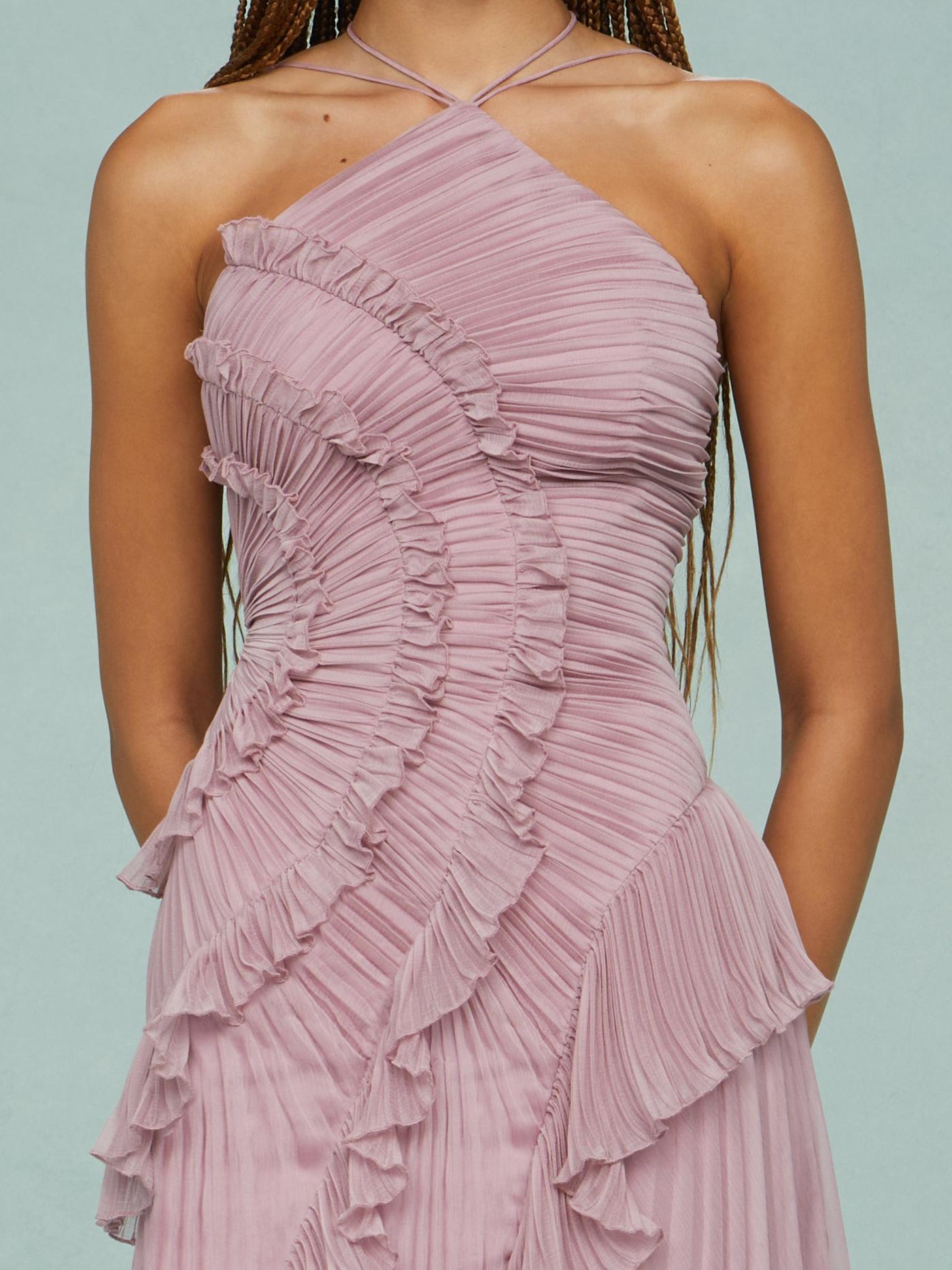 Mireva – robe longue fluide imprimé tourbillon océanique