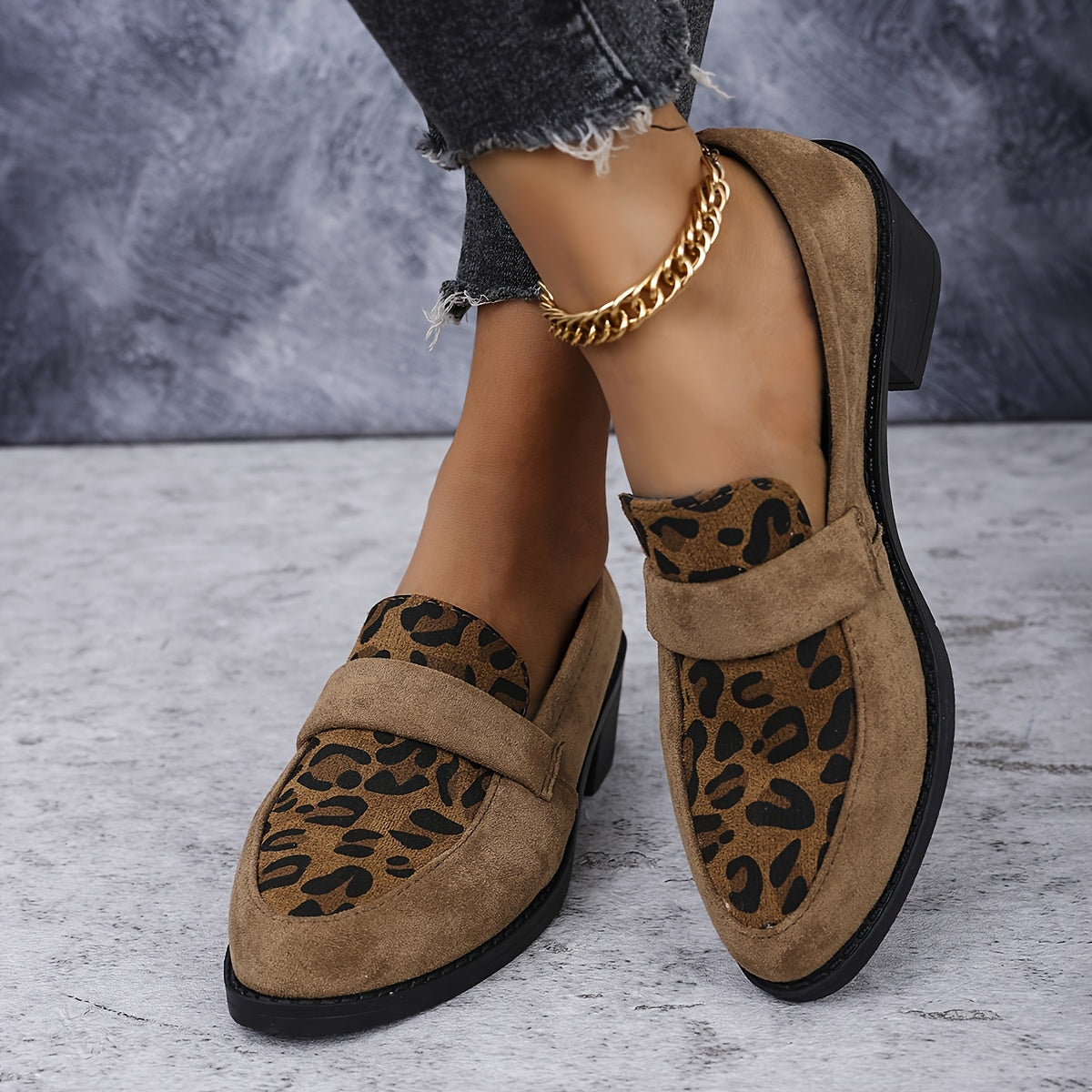 Lina – Mocassins femme à talon imprimé léopard