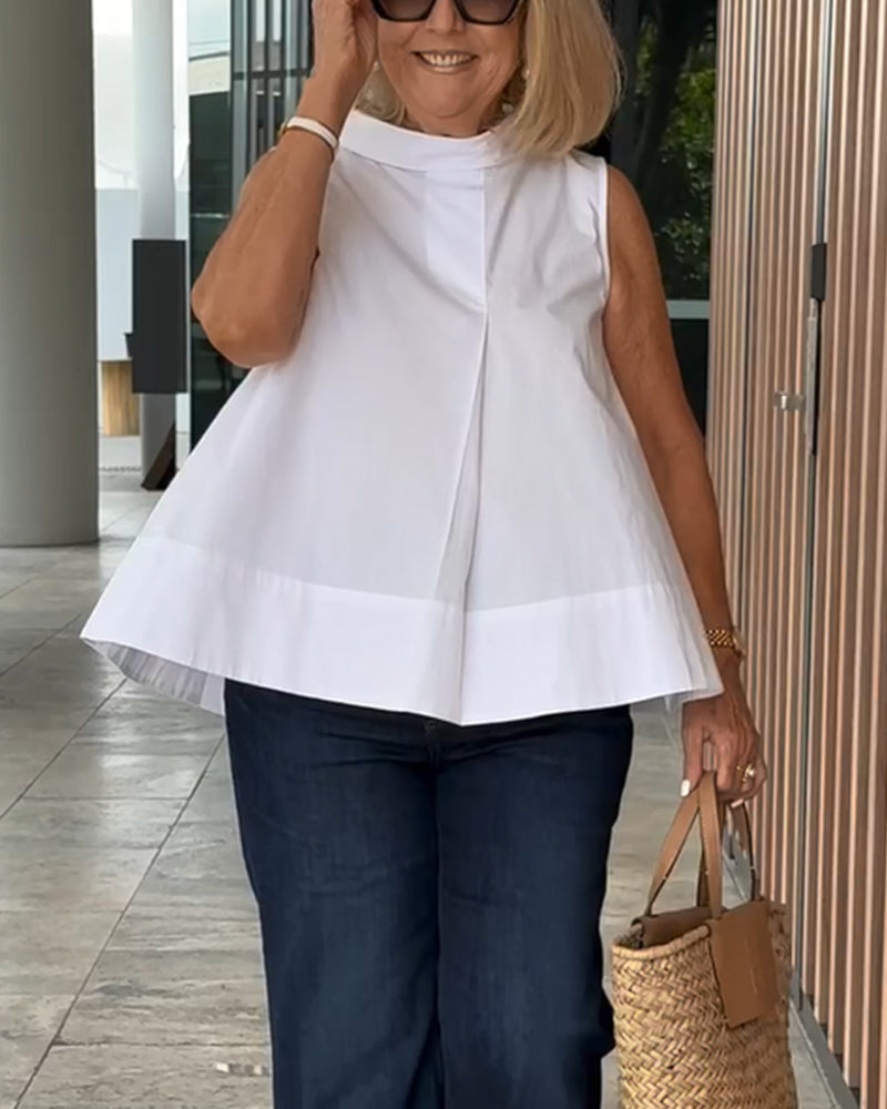 Sana – Blouse unie sans manches au style minimal chic