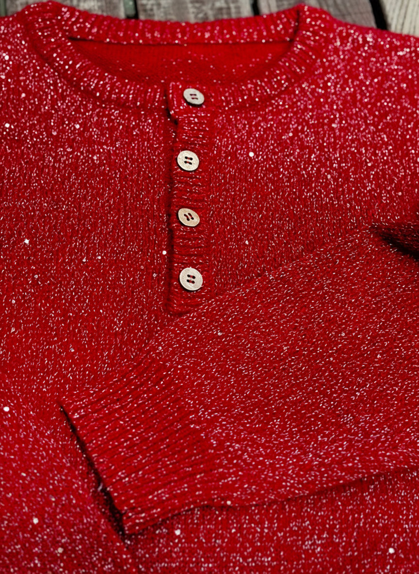 Sweater Shynae – Maille Brillante Col Henley