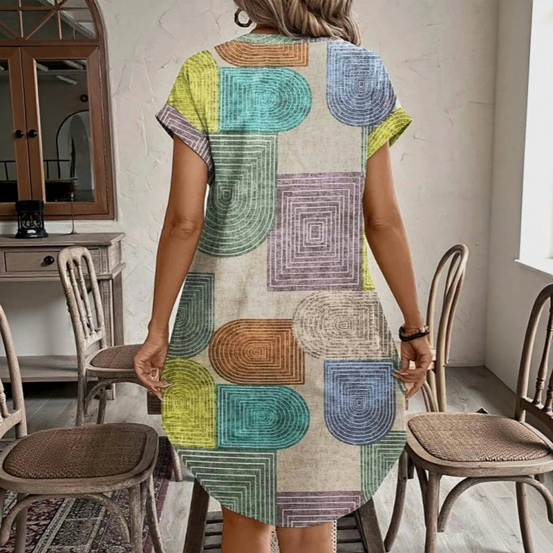 Robe Vintage À Imprimé Géométrique