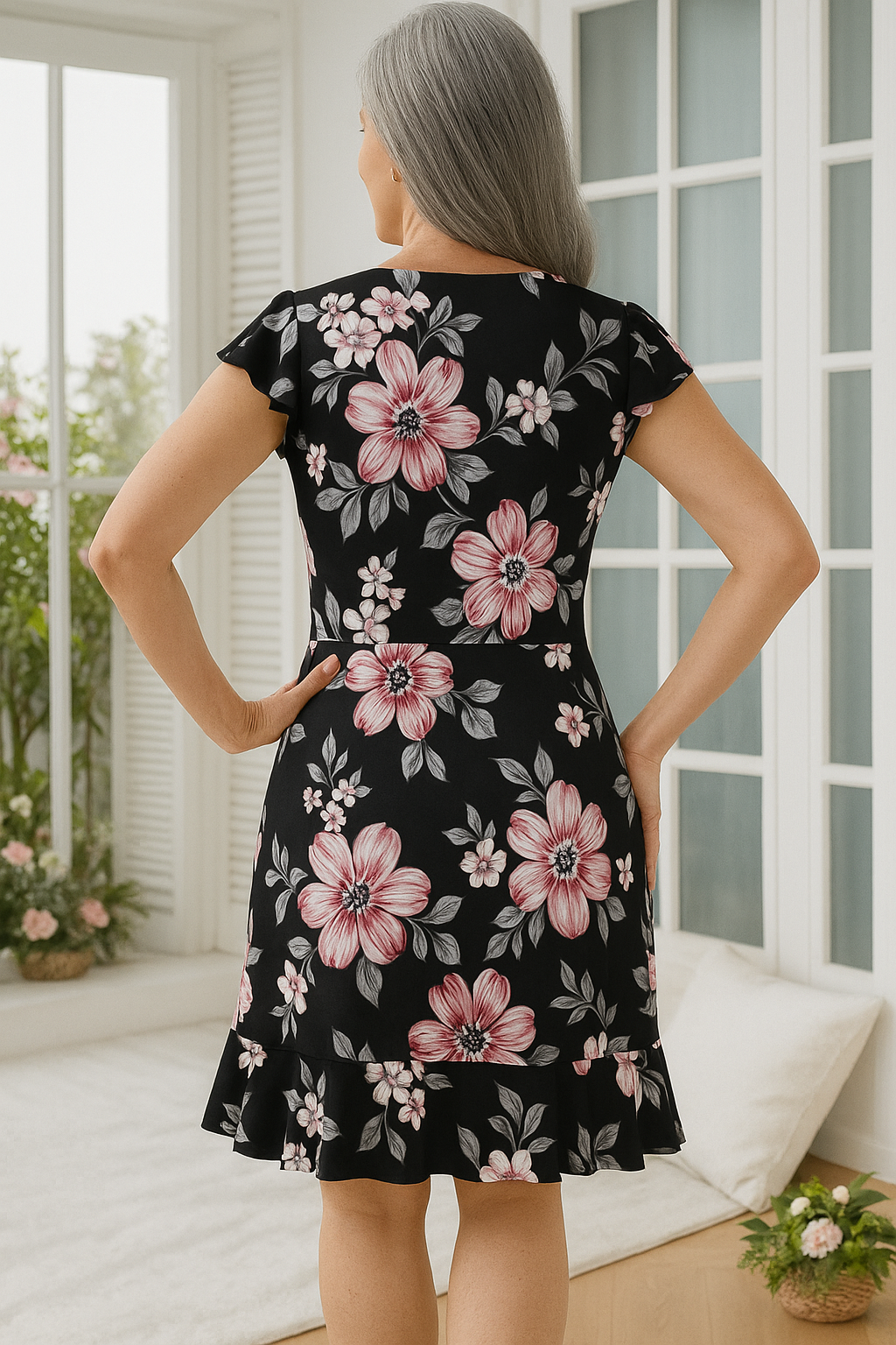 Louna – robe fluide à imprimé floral et volants