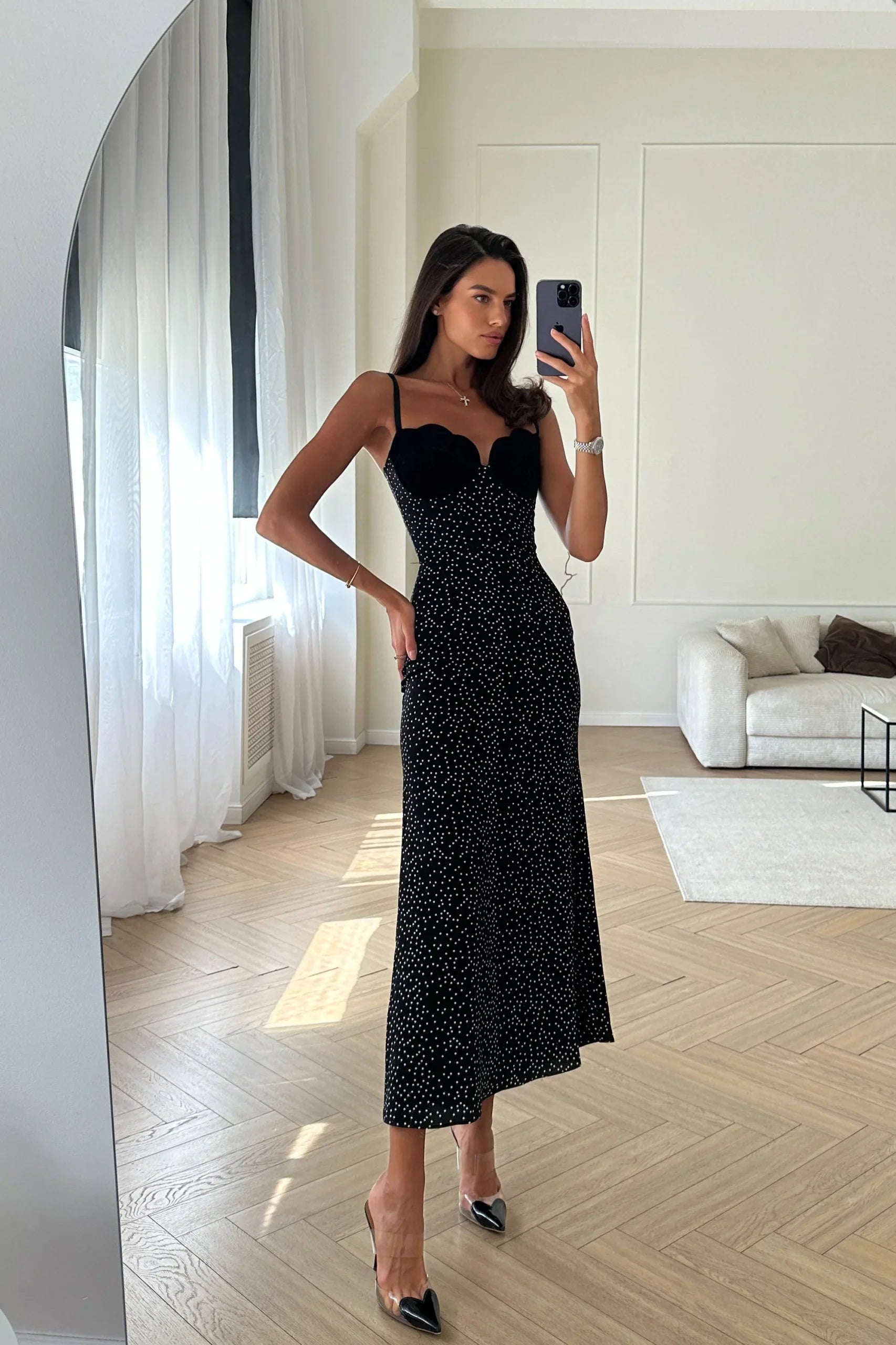 Merry - Robe Midi en Velours avec Insert