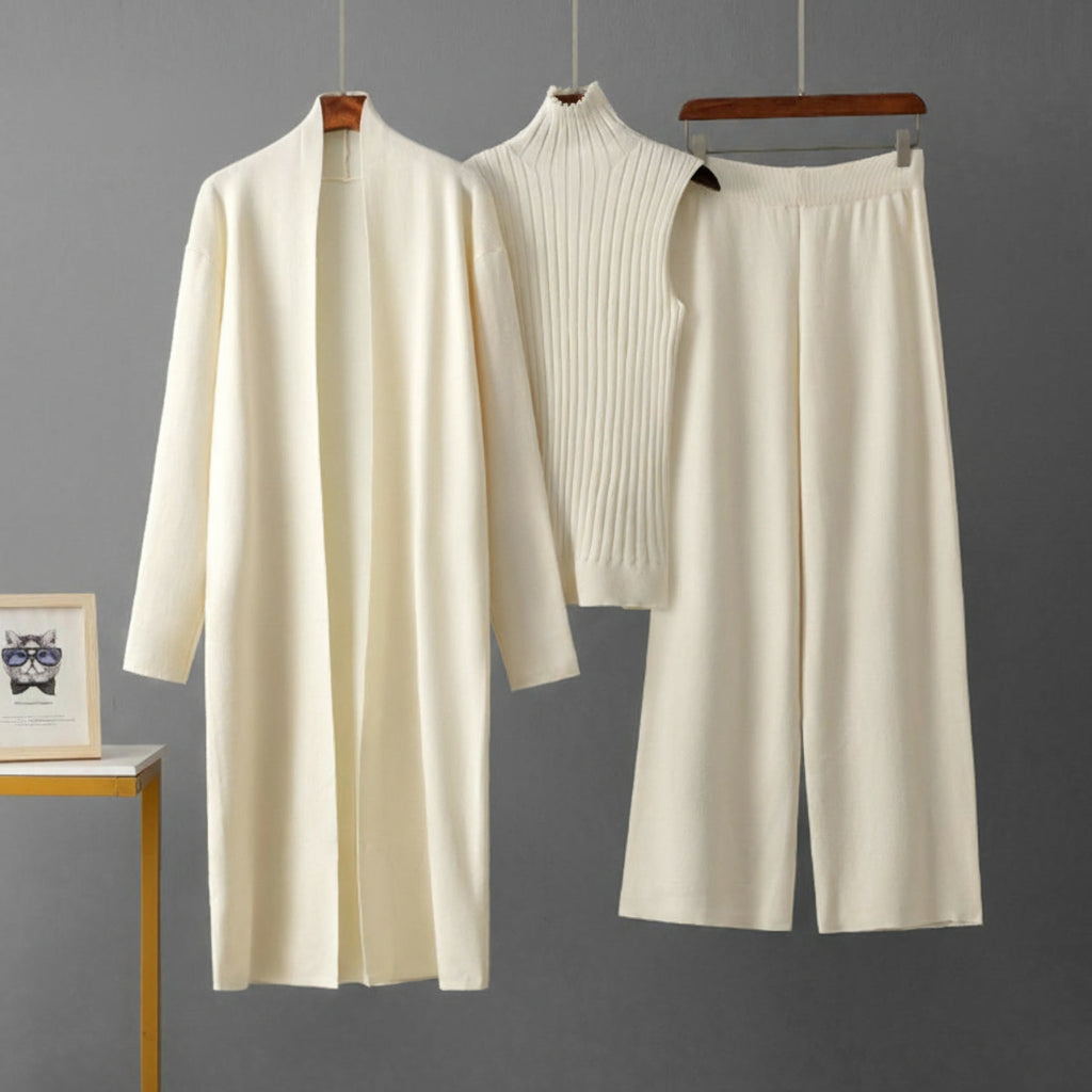 Ensemble Adara – Manteau, Pull et Pantalon Ample Élégant