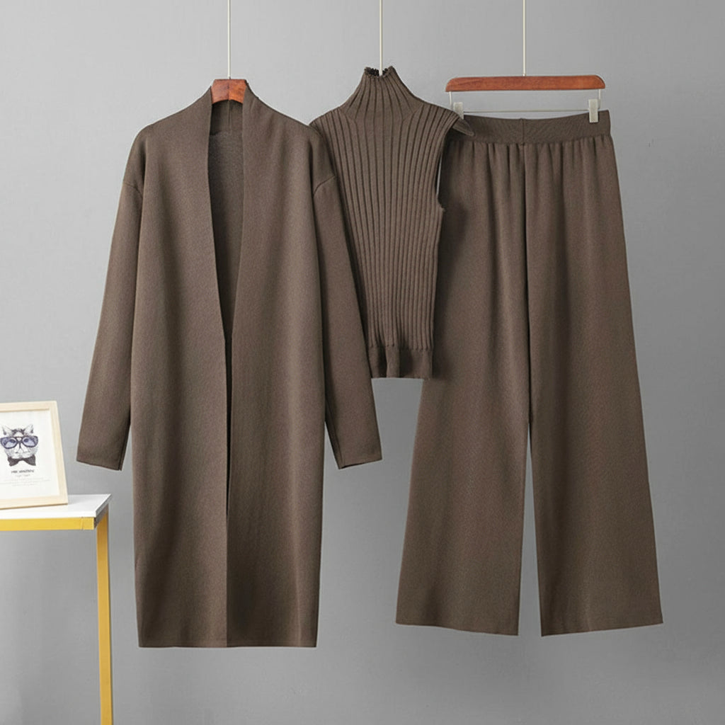 Ensemble Adara – Manteau, Pull et Pantalon Ample Élégant