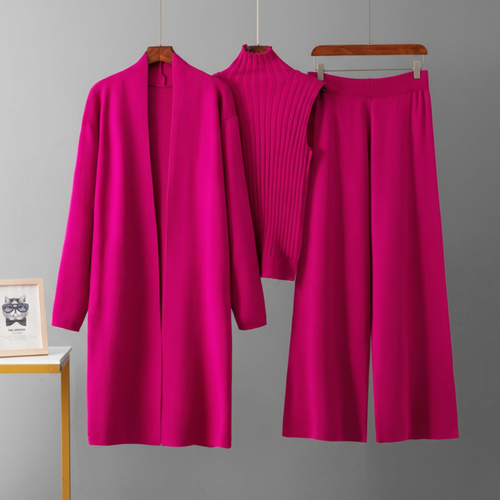 Ensemble Adara – Manteau, Pull et Pantalon Ample Élégant