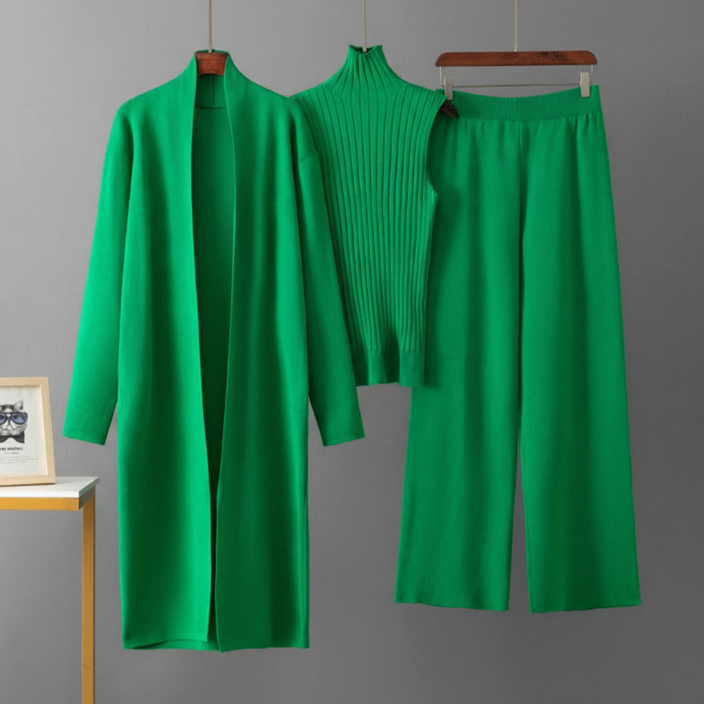 Ensemble Adara – Manteau, Pull et Pantalon Ample Élégant