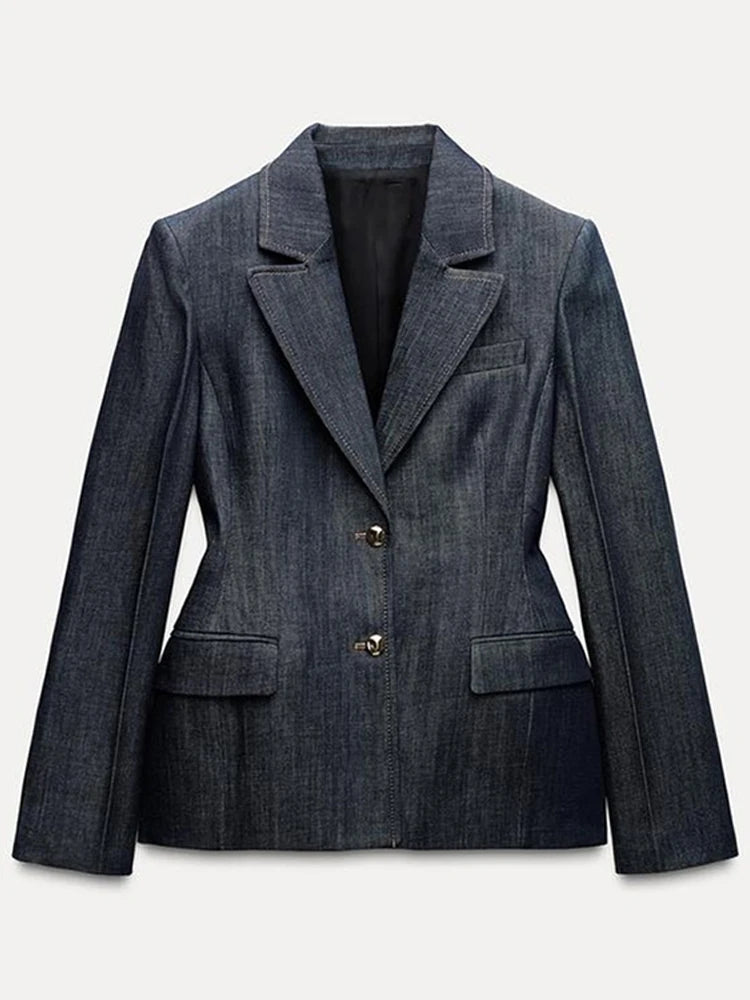 Aaliyah – Ensemble 2 pièces denim élégant veste et pantalon droit