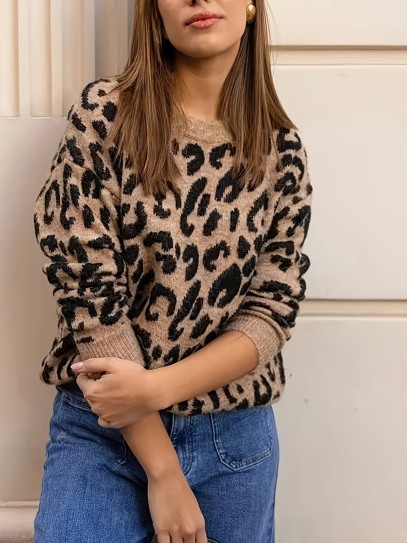 Maëlys - Pull imprimé léopard col rond