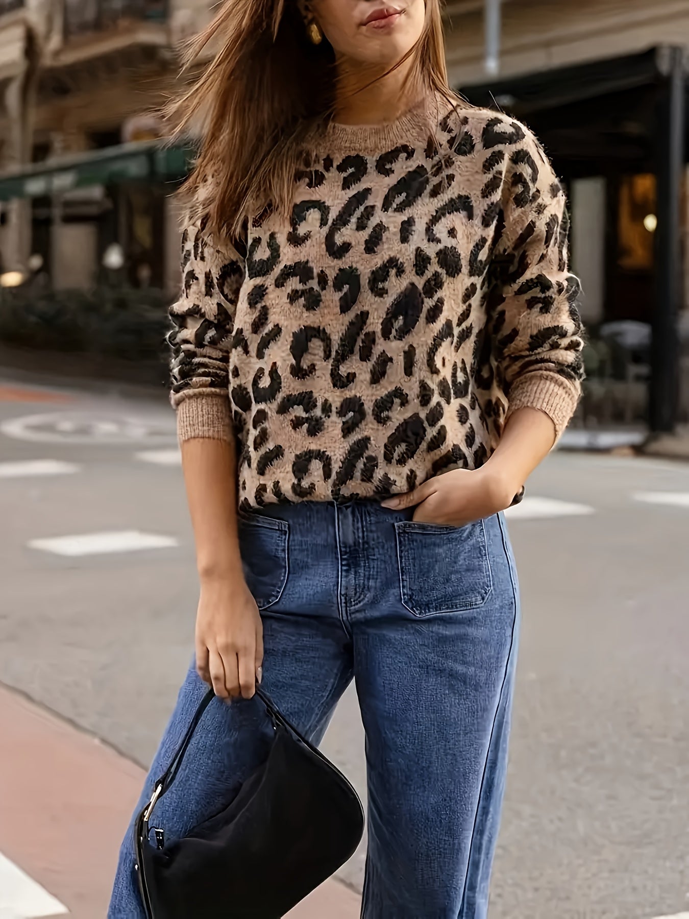 Maëlys - Pull imprimé léopard col rond