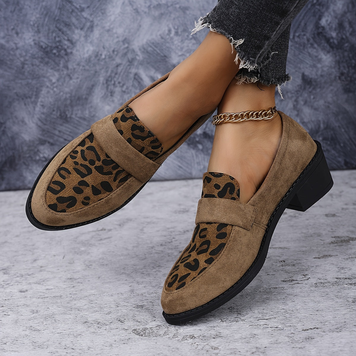 Lina – Mocassins femme à talon imprimé léopard