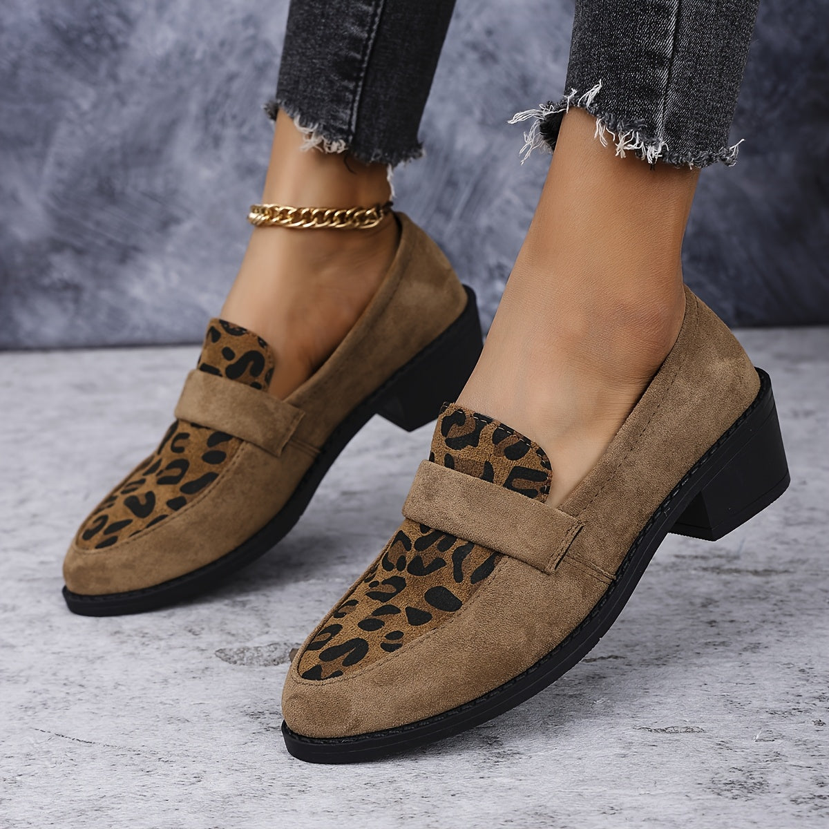 Lina – Mocassins femme à talon imprimé léopard
