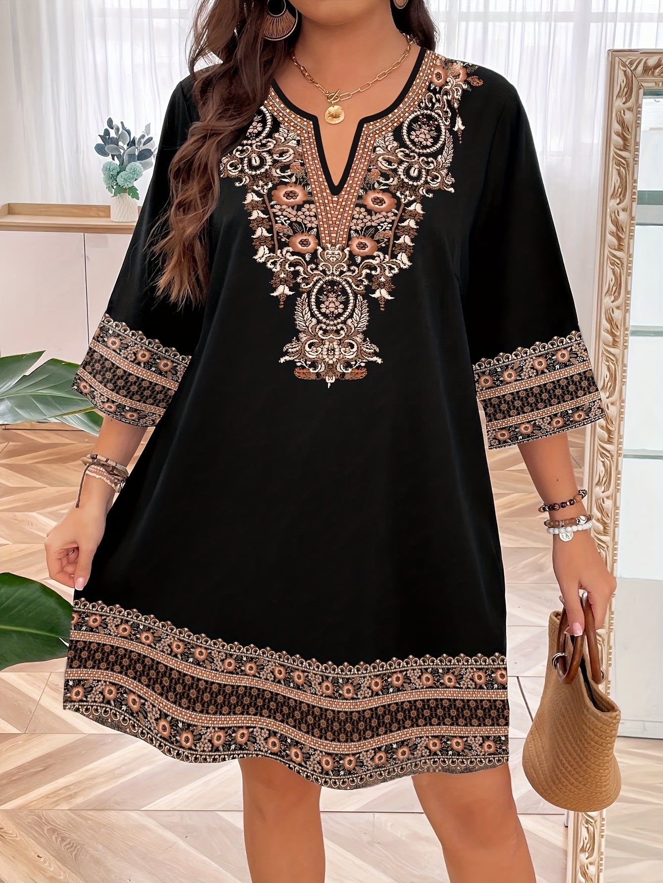 Selva – Robe droite imprimée ethnique