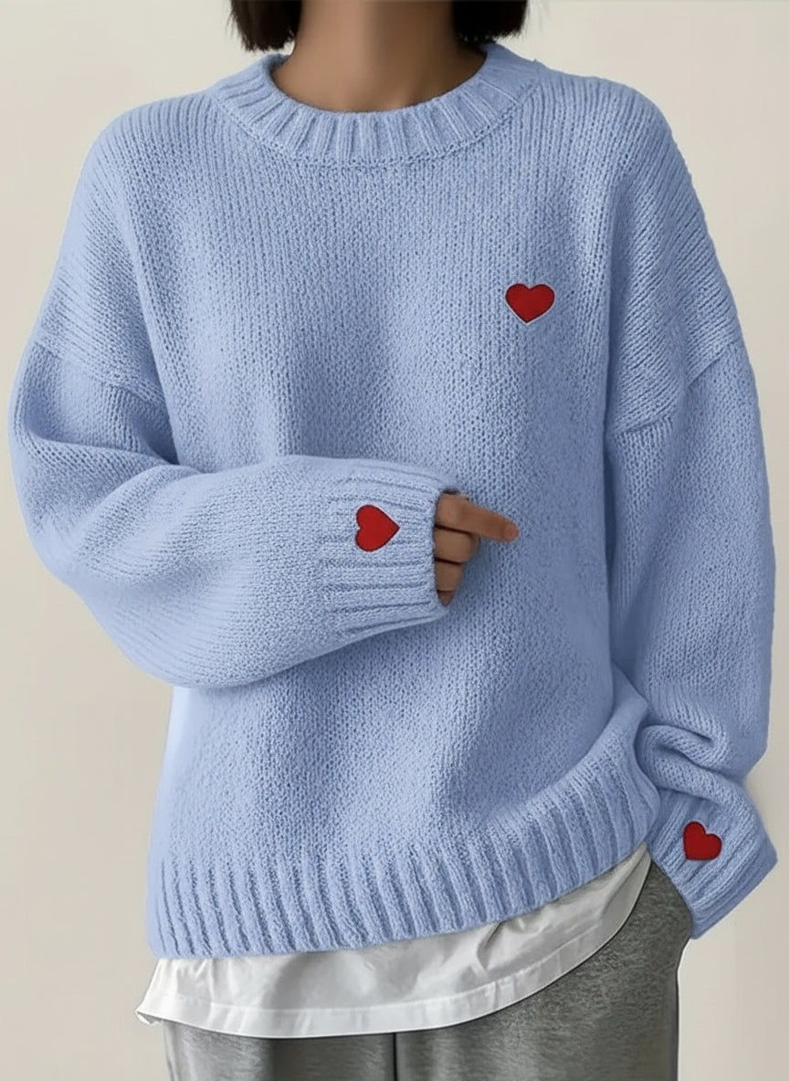 Sweater Liora – Pull Cœur Décontracté de Saint-Valentin