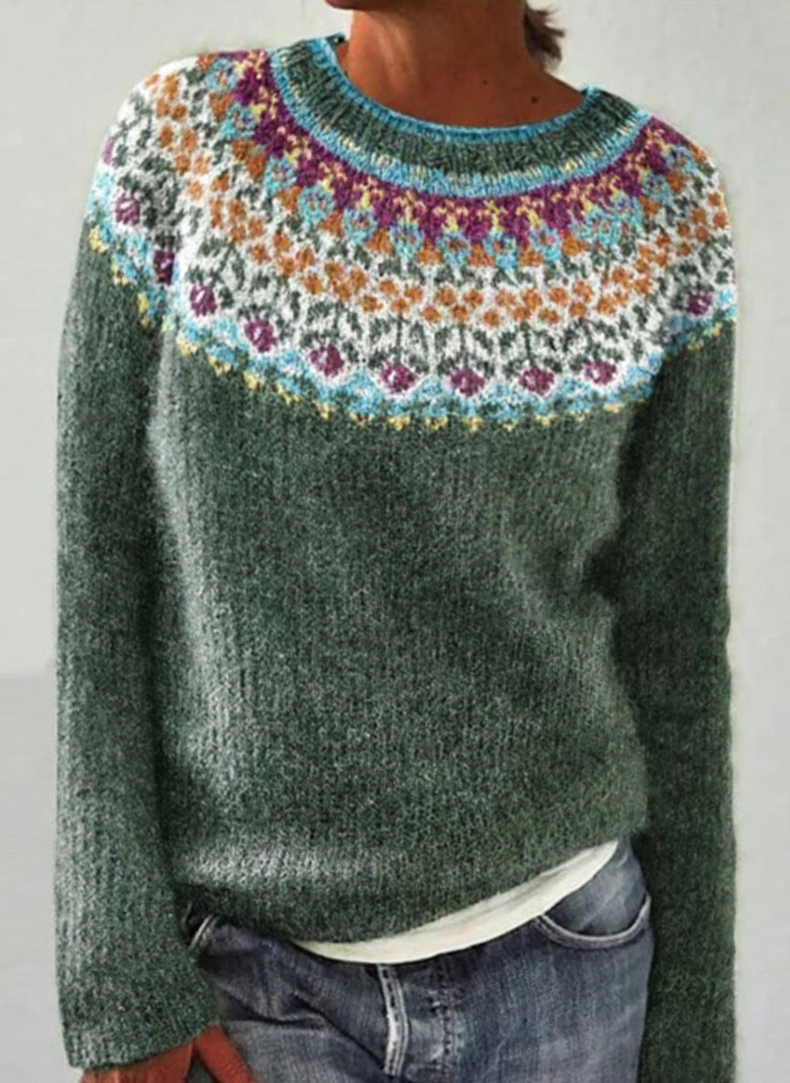 Pull Aléria – Col Roulé à Imprimé Artistique Rétro