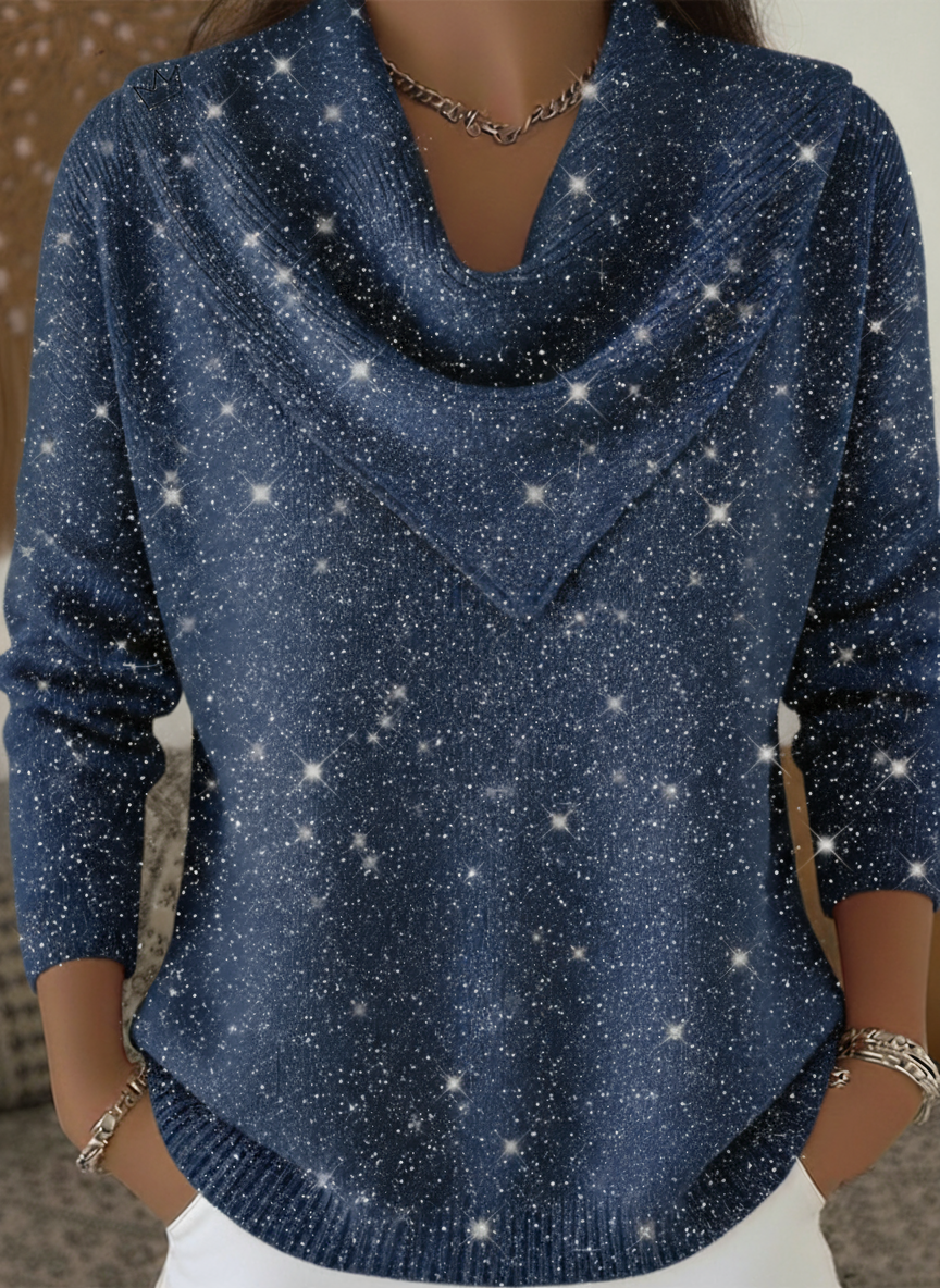 Sweater Lyora – Pull Pailleté Col Triangulaire Brillant