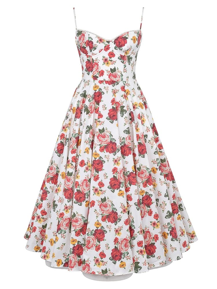 Rosalya – robe midi en tulle imprimé roses, esprit italien romantique