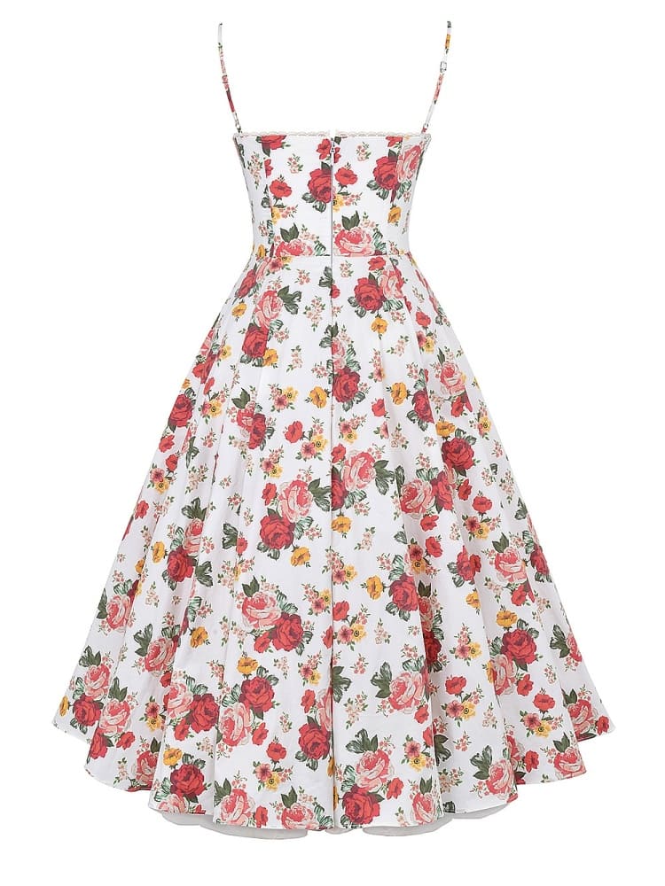 Rosalya – robe midi en tulle imprimé roses, esprit italien romantique